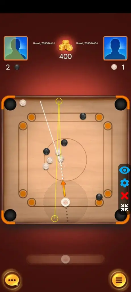 Dynamic Guideline for Aim Carrom